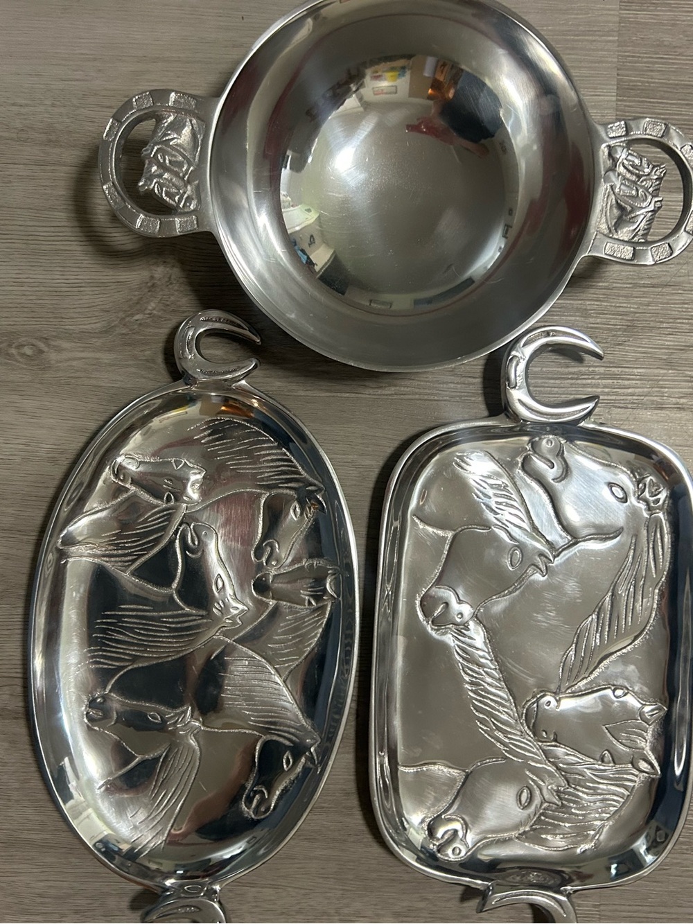3 pc. Roux Brands Equestrian Serving Set in Heavy, Sand-casted Aluminun